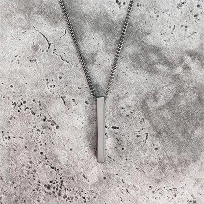 Vertical Bar Charm Necklace for Men/Women