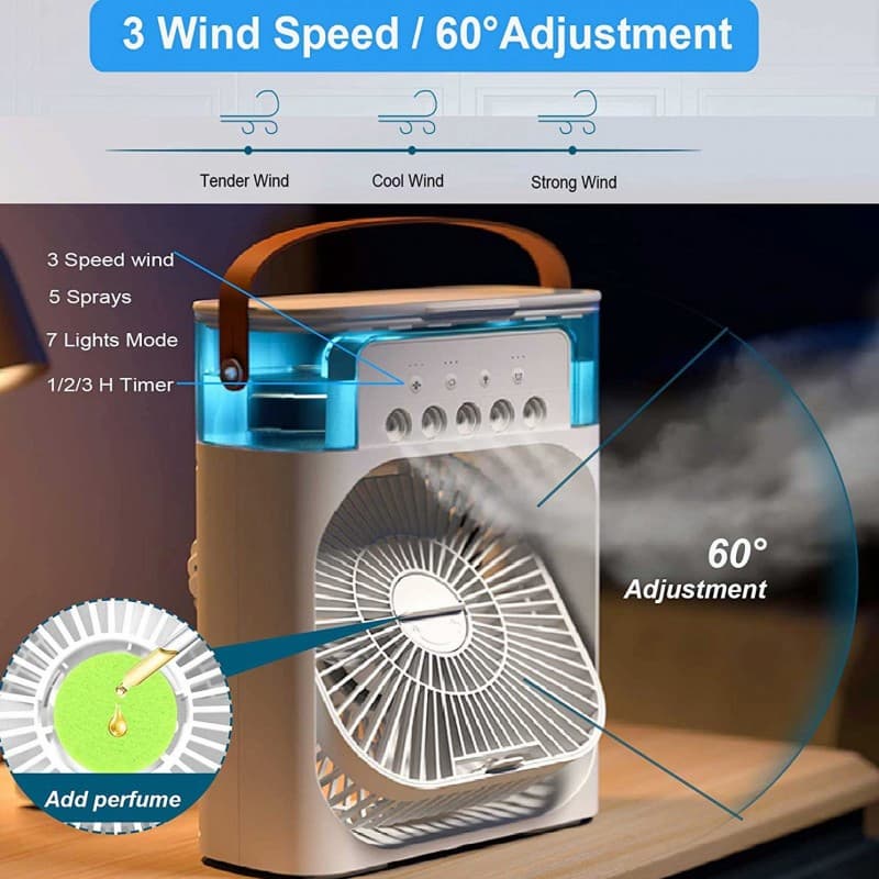 Mini Air Conditioner Fan Premium 3 In 1 Desk Cooling Fan Spray Fan