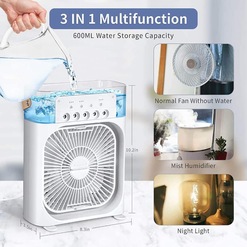 Mini Air Conditioner Fan Premium 3 In 1 Desk Cooling Fan Spray Fan